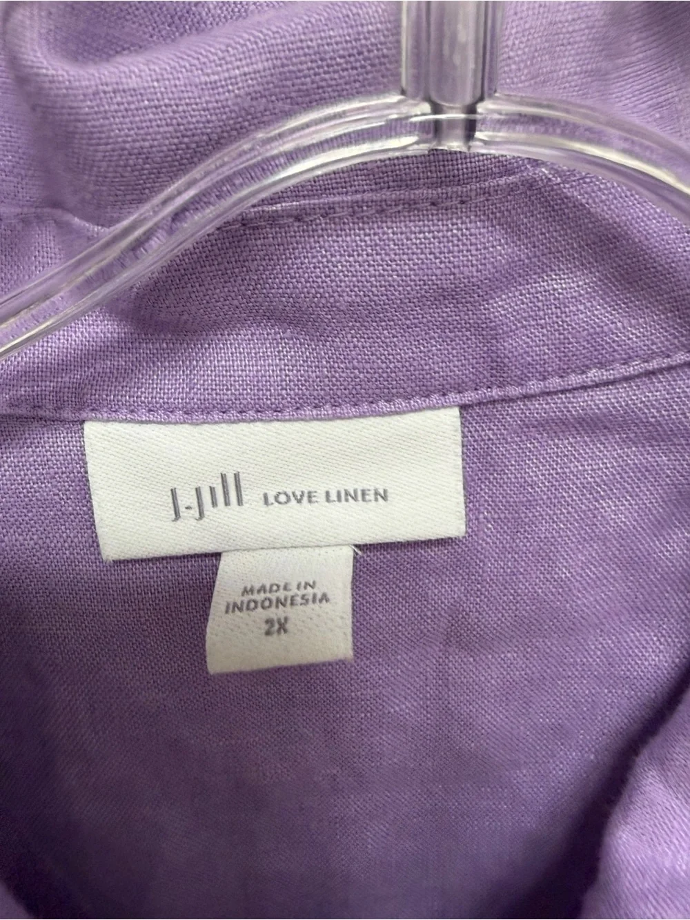 J Jill Live Linen 2x Lavender Button-Front Shirt Dress - Picture 2 of 6